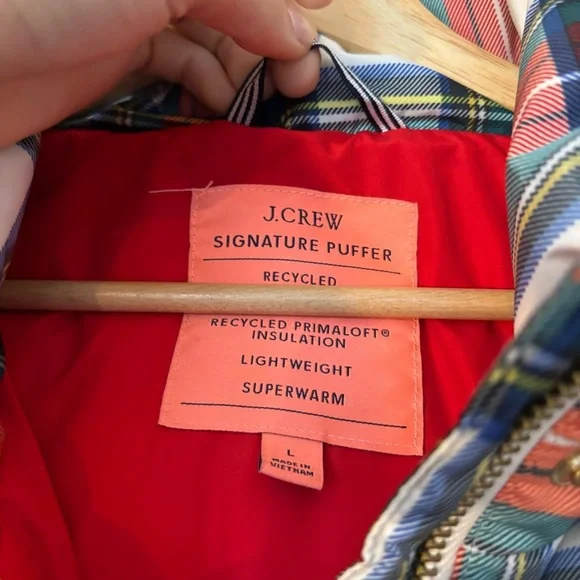 J. Crew Puffer vest with PrimaLoft® in Snowy Stewart tartan L Holiday Christmas - Picture 9 of 14